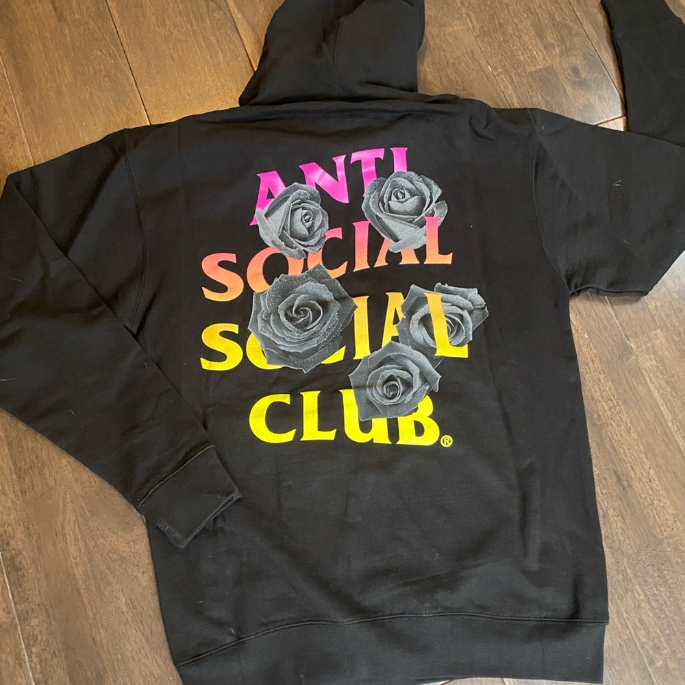 NWT Antisocial Social Club black rose hoodie size M